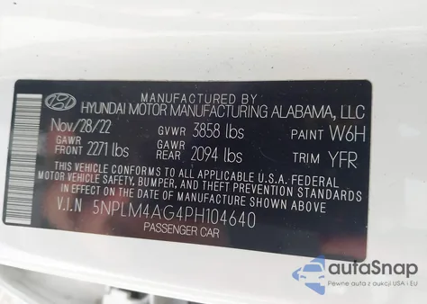 2023 Hyundai Elantra Sel z USA, uszkodzony, nr VIN 5NPLM4AG4PH104640